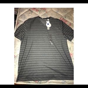 Gray striped v neck